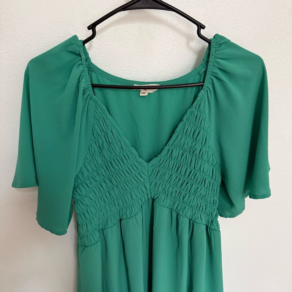 Entro Green Ruched Mini Dress - Picture 3 of 10